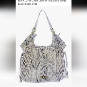 Elliott Lucca Exotic Snake Print Shoulder Bag in Gray, Black, White and Cream